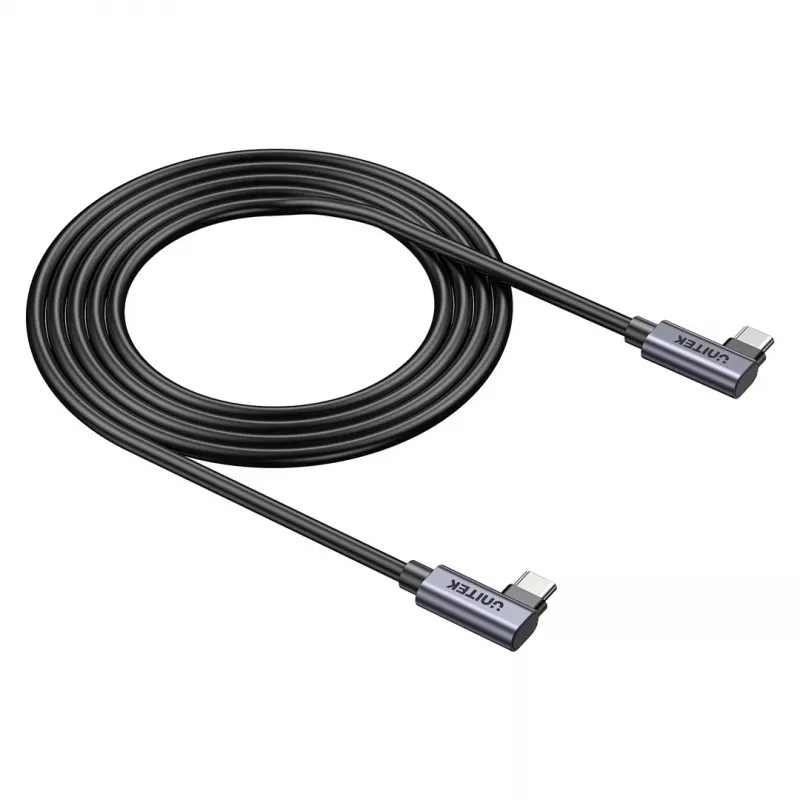 USB‑C-Kabel Unitek C14147ABK01 90°–90° PD 100W 0,5 m, abgewinkelt-zu-abgewinkelt, schwarz