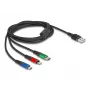 DeLOCK 90156 USB-Ladekabel 3-in-1, Type-A auf Lightning / Micro USB / USB Type-C, 2 m, Mehrfarbig