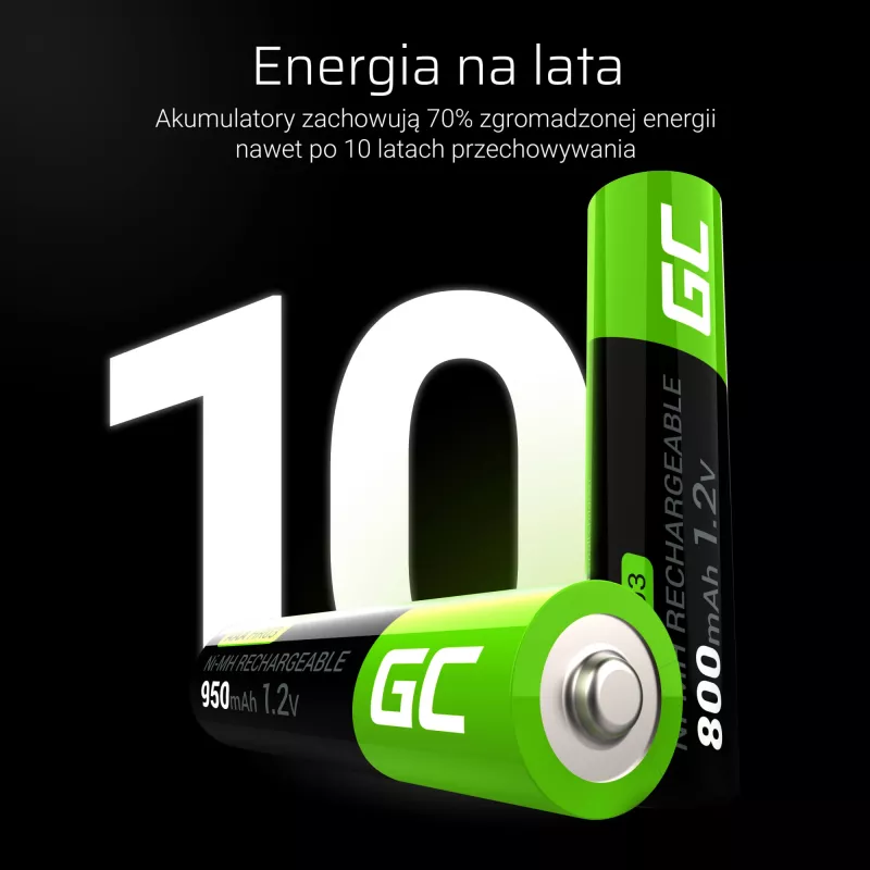 Wiederaufladbare Batterie Green Cell GR03 AAA NiMH 1,2 V 950 mAh – 4er-Pack, Blister