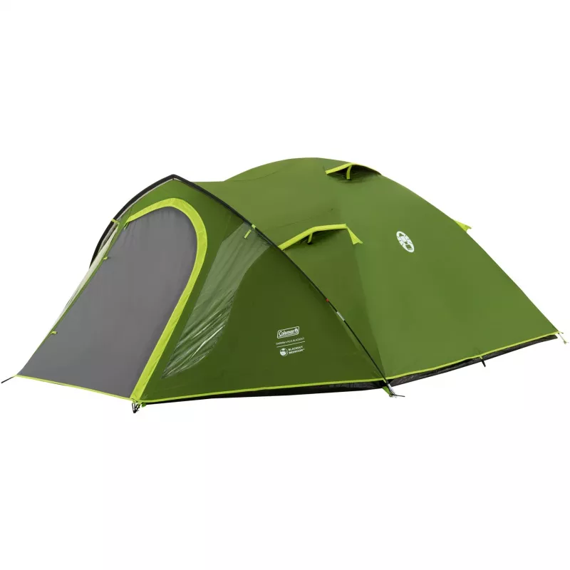 Coleman Dome Tent Darwin 4 Plus Blackout — 4-Personen-Tunnelzelt mit Vorraum, Dunkelgrün/Hellgrün