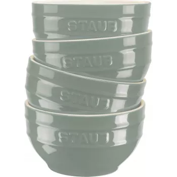 Staub Keramikschüsseln Set mit 4 Stück 14 cm — Eukalyptus-Glasur