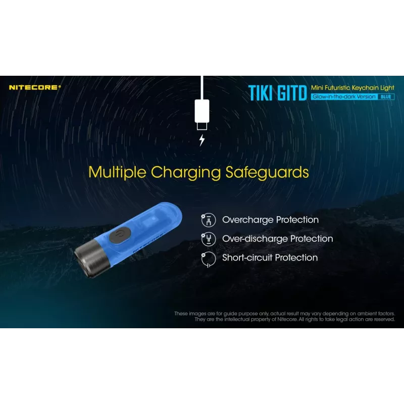 Nitecore TIKI GITD BLUE Taschenlampe, T-Serie, 300 Lumen
