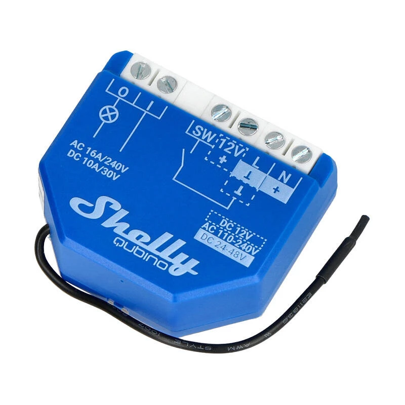Shelly Qubino Wave 1 intelligentes Relais, 1 Kanal, Unterputz, Z-Wave, 16 A, 110–240 V AC / 24–48 V DC, Kunststoff, blau