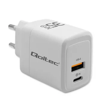 Ladegerät QOLTEC 51824 GaN 35W USB-C PD & USB QC 3.0, 5–20V, 1x USB-C, 1x USB-A