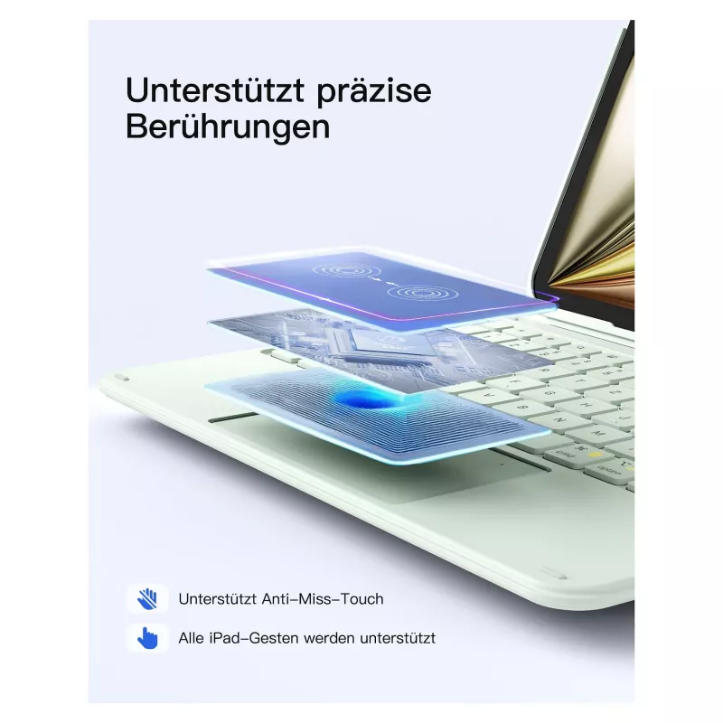 Inateck KB04122 Keyboard Folio für iPad 11, QWERTZ, Grün