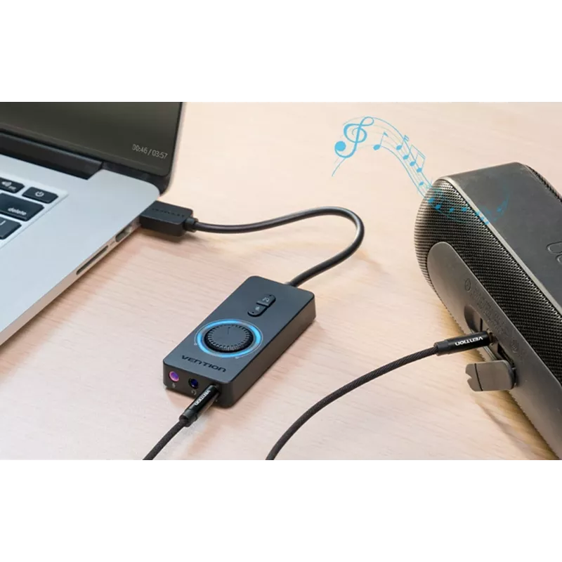 Vention CDRBF externe USB-2.0-Soundkarte, Klinkenanschluss, Lautstärkeregelung, 48 kHz, 1 m