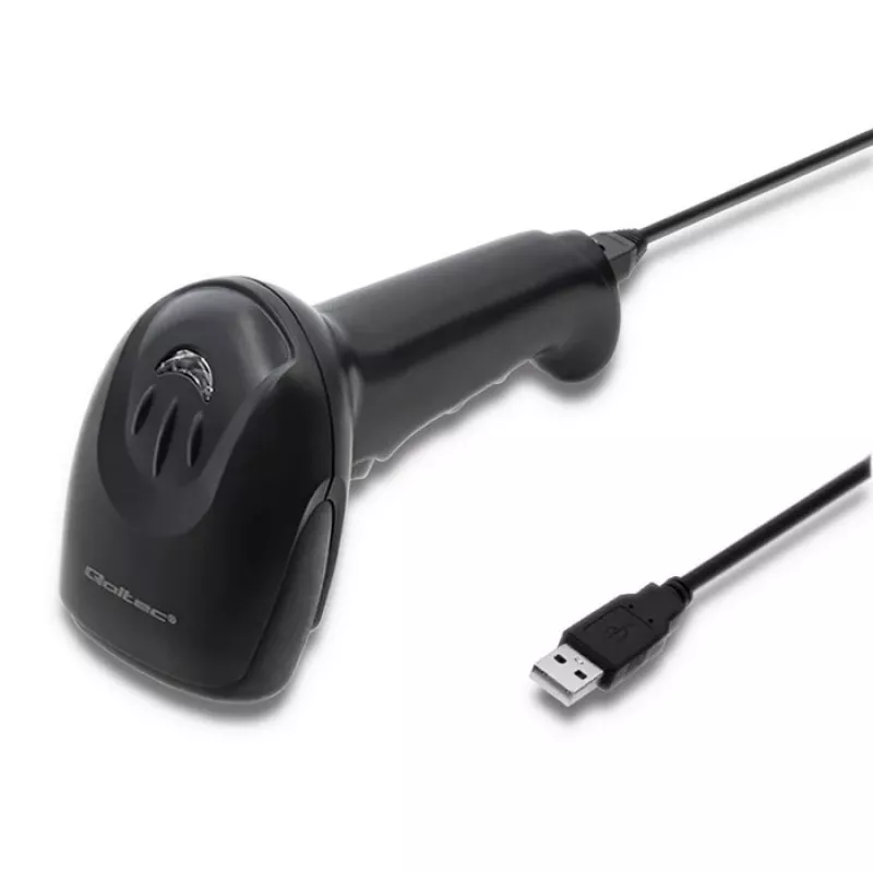Qoltec 50866 1D CCD Laser-Barcodescanner, USB, schwarz