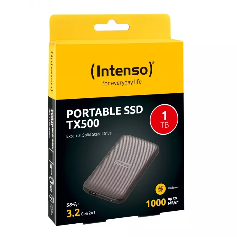 SSD-Festplatte Intenso 1 TB Extern USB Type-C 3.2 Gen 2 Braun