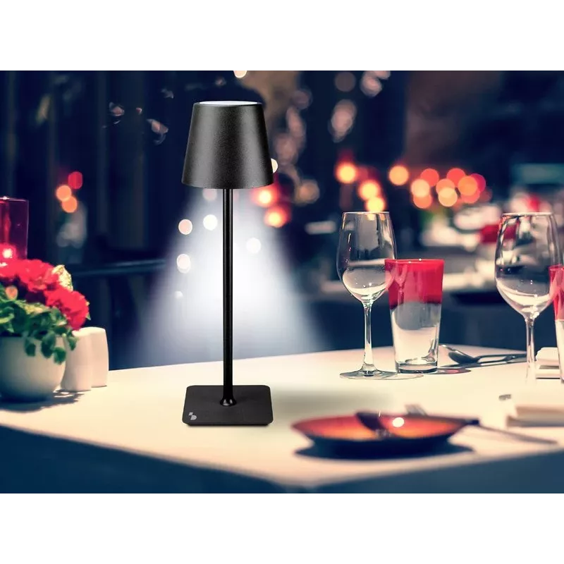Beper P201UTP118 wiederaufladbare LED-Tischlampe, 1,5 W, Touch-Schalter, dimmbar, 33-mm-Flaschenadapter, wasserbeständig, schwarz