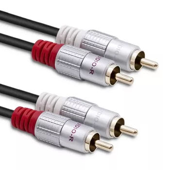 Qoltec 52338 Audiokabel, 2 x RCA-Stecker auf 2 x RCA-Stecker, 3 m, Schwarz