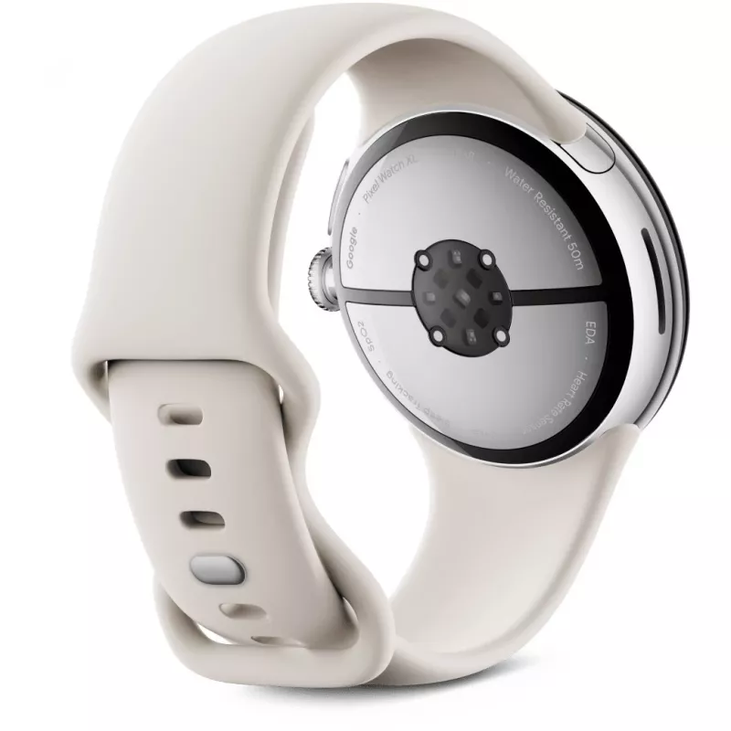 Google Pixel Watch 3 45 mm WLAN Smartwatch, Silber poliert (Porcelain)