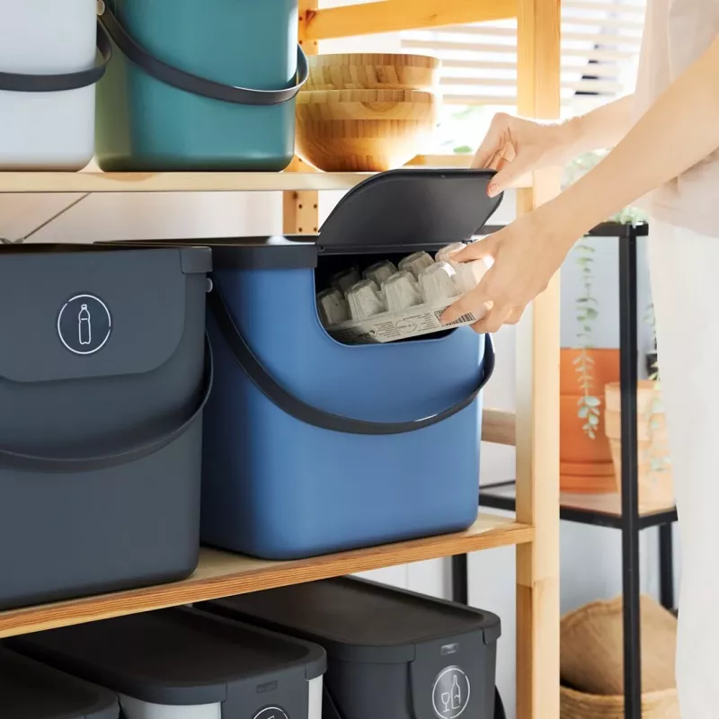 Rotho Albula Abfalltrennbehälter, 25 l, blau