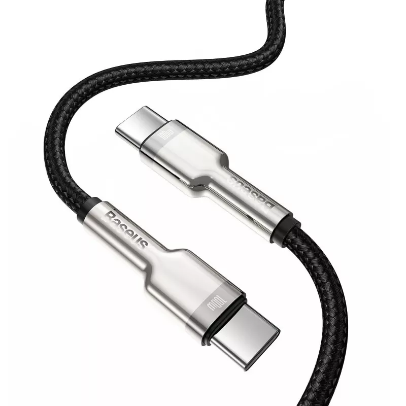 USB‑C auf USB‑C Kabel Baseus Cafule Metal – 2 m, 100W Ladeleistung, USB 2.0 (480 Mbit/s), verzinkte Kontakte, schwarz