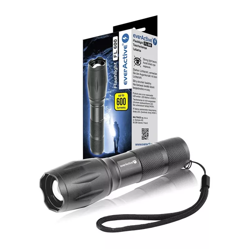 everActive FL600 LED-Taschenlampe, 600 lm, CREE XM-L2, 18650 / 3x AAA