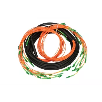 Glasfaser-Patchkabel Extralink MP1 25 m LC APC — Singlemode, schwarz mit grünen/ orangefarbenen Stiefeln