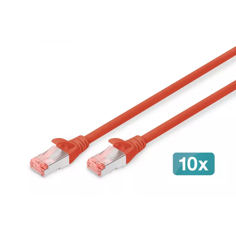 DIGITUS CAT 6 S/FTP Patchkabel-Set DK-1644-050-R-10, 5 m, Rot, 10 Stück