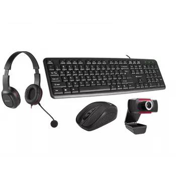 Tracer 4in1 Multi Office Set 46695: USB-Tastatur, kabellose Maus, Webcam, Kopfhörer
