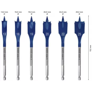 Bosch Expert SelfCut Speed Flachfräsbohrer-Set, 6 Stk., 13-25 mm (2608900333)