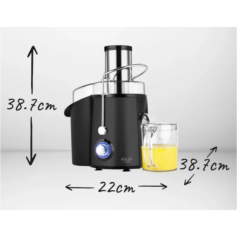 Zentrifugalentsafter Adler AD 4127 — 1000 W, schwarz, Saftbehälter, 3,9 kg