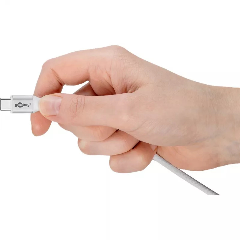 Super-weiches USB 2.0 geflochtenes Kabel, USB-C Stecker > USB-C Stecker (Weiß, 1 Meter)