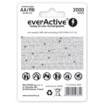Everactive EVHRL6-2000 Haushaltsbatterie Wiederaufladbare Batterie AA Nickel-Metallhydrid (NiMH)
