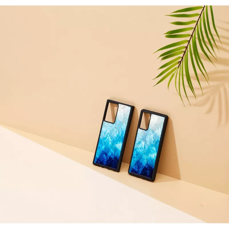 Schutzhülle iKins für Samsung Galaxy Note 20 — Blue Lake und Schwarz, schlank Cover