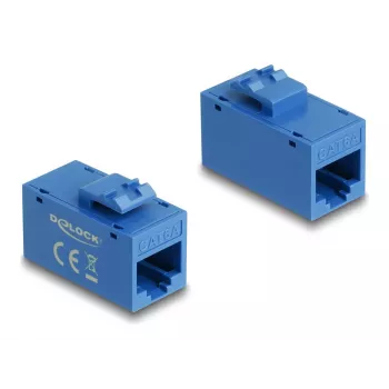 Delock 90642 Keystone-Modul RJ45-Buchse zu RJ45-Buchse, Cat.6A UTP, blau