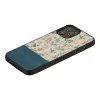 Handyhülle man and wood für iPhone 12 / 12 Pro — blaue Blume auf schwarz