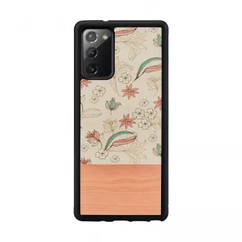 Handyhülle Mann und Holz für Samsung Galaxy Note 20 — Rosa Blume auf Schwarz