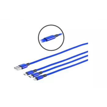 Microconnect MC-USBA-3WAY USB-Kabel USB 3.2 Gen 1 (3.1 Gen 1) 1,2 m USB C/Micro-USB B/Lightning Blau