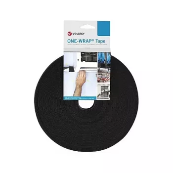 Velcro Hook & Loop Kabelband Rolle 25 m × 50 mm — Polyamid/PP, Schwarz