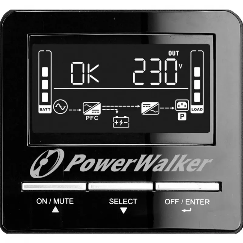 PowerWalker VI 1100 CW Line-Interactive-USV 1100 VA (1,1 kVA), 770 W, 7 Ah, RS-232, USB, Schwarz