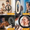 Maclean MCE610 10 12W LED Ring Light mit Stativ und Bluetooth-Auslöser, 3 Farben, 10 Helligkeitsstufen, 10% -100% einstellbare Helligkeit, 160 LED, Smartphone-Halter, Beleuchtungslicht