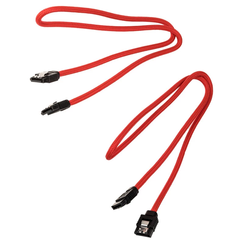 Corsair CC-8900254 Premium Sleeved SATA-Kabel, SATA (M) auf SATA (M), 60 cm, rot (2 Stück)
