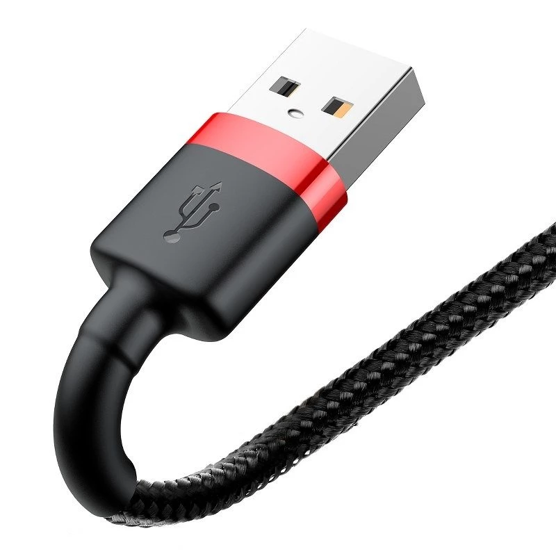 USB-A auf Lightning Kabel Baseus Cafule 2.4A QC 3.0, 1 m — schwarz/rot