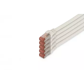 DIGITUS CAT6 S/FTP Patchkabel, 10 m, Weiß, 5er-Pack