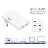 Akyga AK-CH-32 flaches GaN-USB-C-Ladegerät 65 W, 2 x USB-C PD, Weiß
