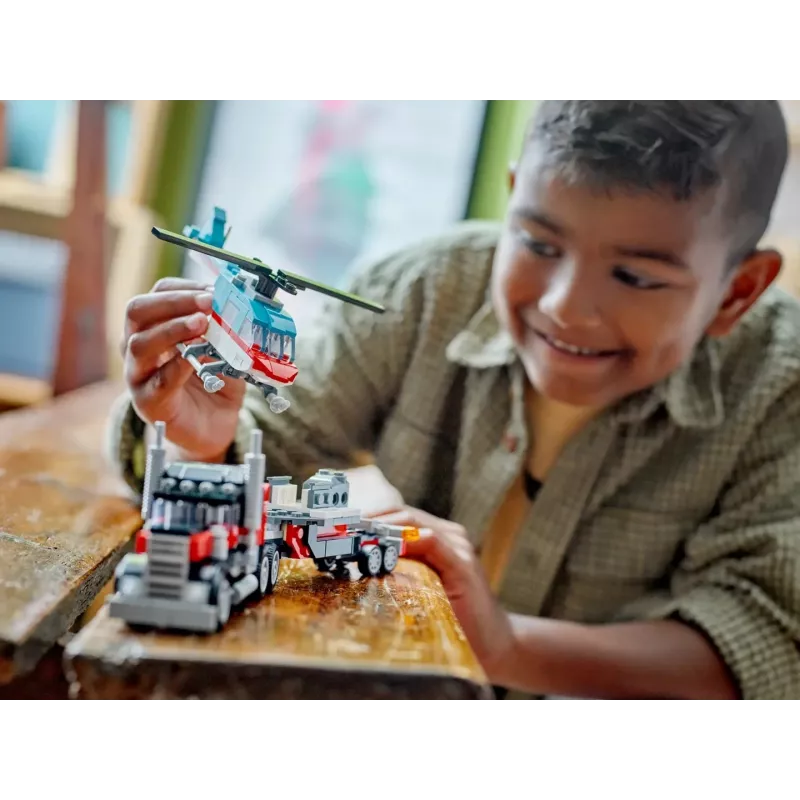 LEGO Creator 3-in-1 31146 Tieflader mit Hubschrauber