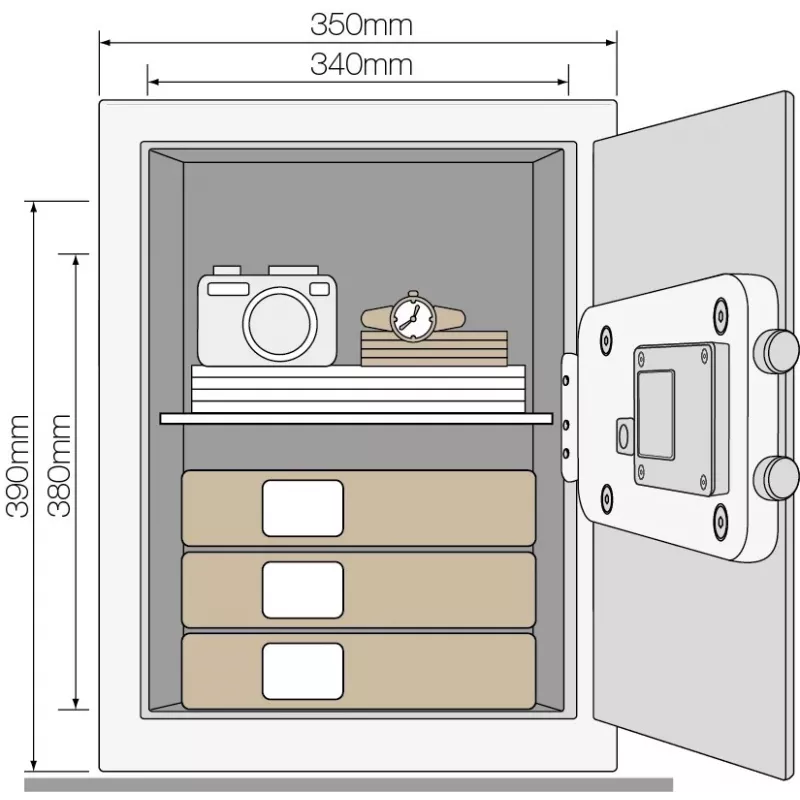 Basis-Tresor mit Alarm YEC Büro YALE HOME YEC/390/DB2