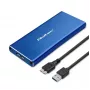 Qoltec 51832 M.2-SATA-SSD-Gehäuse, USB 3.0, bis 2 TB, Blau