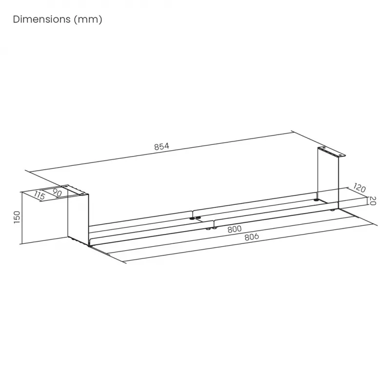 Maclean kompakter Kabelorganizer unter dem Schreibtisch, max. Belastung 5 kg, schwarz, MC-107 B