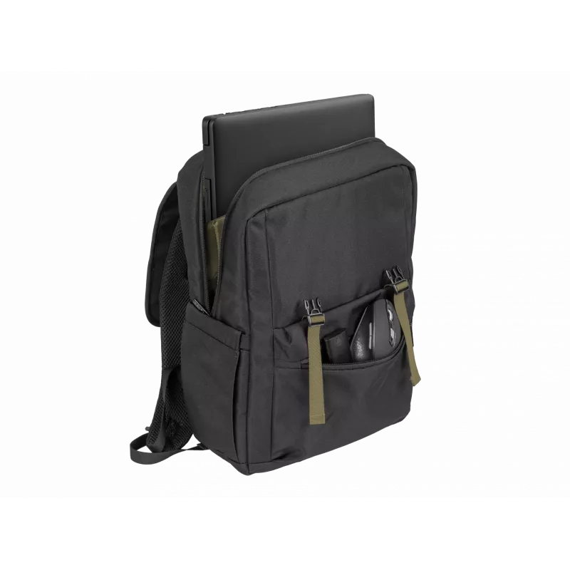NATEC Niala NTO-2239 Laptop-Rucksack 39,6 cm (15,6 Zoll), 18 L, spritzwassergeschützt, recyceltes Polyester, Schwarz/Dunkelgrün