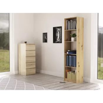 Bücherregal Top e shop R50 ARTISAN — Eichenfinish, 5 Regalböden, Spanplattenrahmen