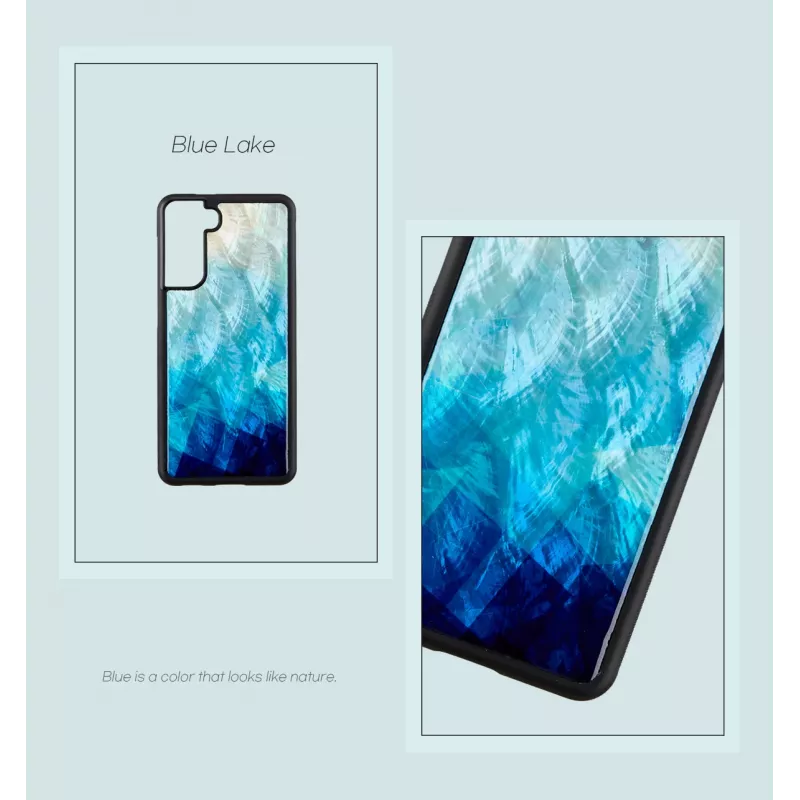 Handyhülle iKins für Samsung Galaxy S21+ – schützende Rückabdeckung, blue lake Schwarz