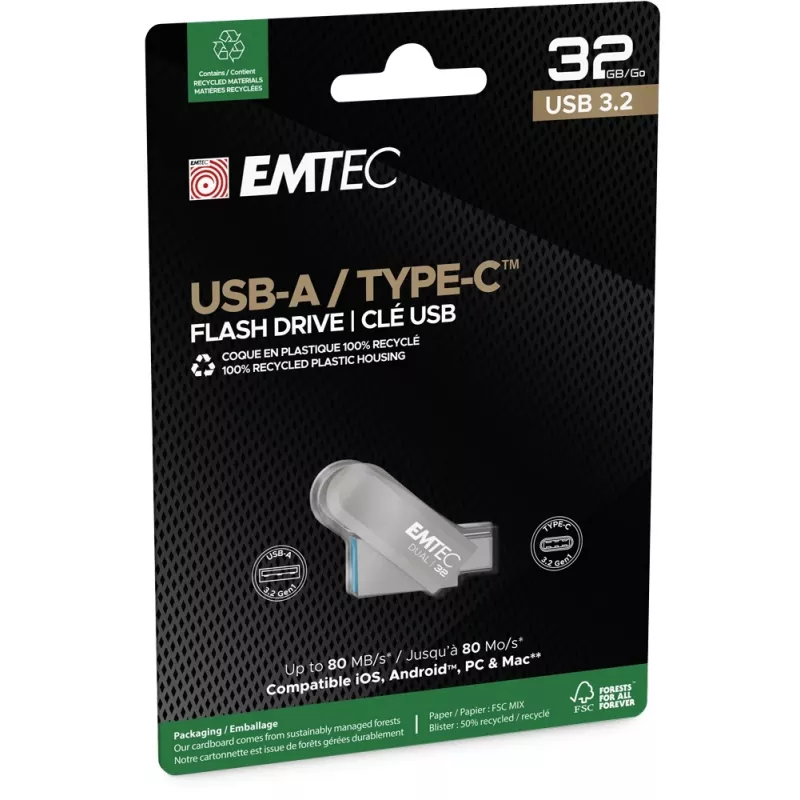 USB-Flash-Laufwerk Emtec 32 GB USB Typ-A USB Typ-C D280