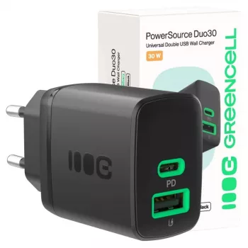 Ladegerät Green Cell PowerSource Duo30 – 1× USB-A, 1× USB-C, 3A