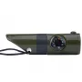 Multifunktionale Survival-Pfeife Mil-Tec SP.22073 — 6-in-1 oliv, Kompass, Thermometer, Spiegel, Lupe, Licht, 100×35×30 mm