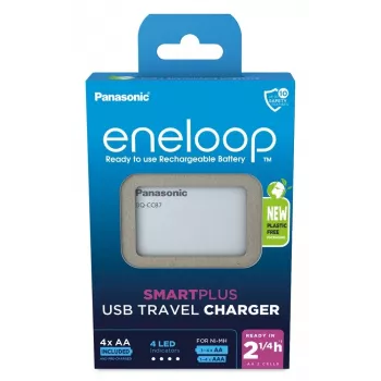 USB-Ladegerät PANASONIC Eneloop Smartplus BQ-CC87 + 4x AA 2000 mAh (K-KJ87MCD40USB)