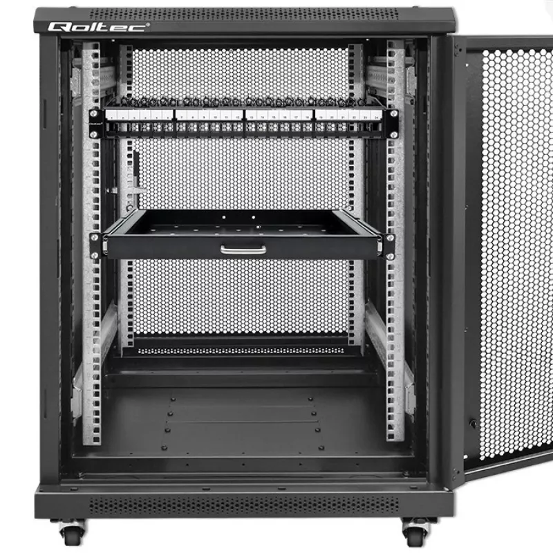Qoltec 54516 19-Zoll-Rack-Patchpanel, 24 Ports, 1U, UTP, Schwarz