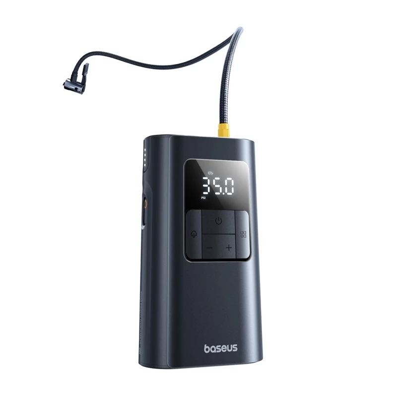 Baseus PrimeTrip VA1 tragbarer Reifenfüller, 75 W, 2-in-1 mit Taschenlampe und 6000-mAh-Powerbank, Schwarz
